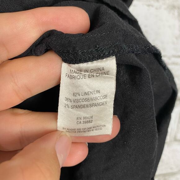 Theory Skirt Jesmina Linen Crunch Mini Smocked Elastic Waist Pockets Black M - Picture 5 of 6
